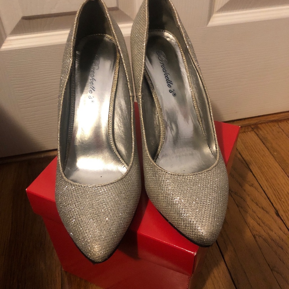 Silver sparkly heels